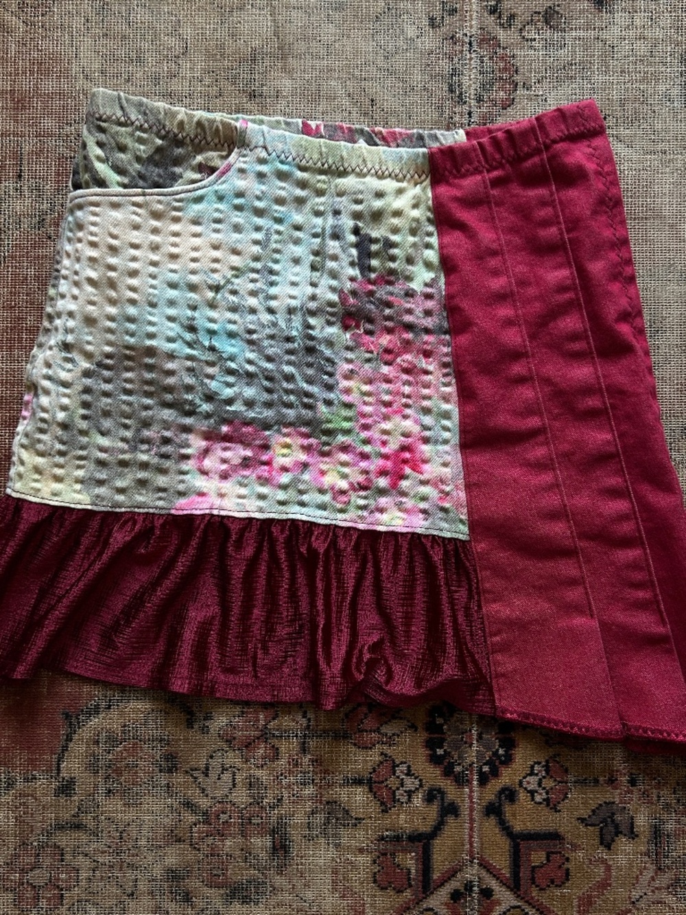 Vintage Y2K Multi Fabric Mini Skirt